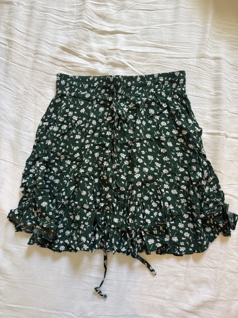 Princess Polly Dark Green Mini Skirt with White Floral Print